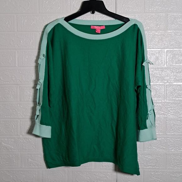 Lilly Pulitzer Larabee Cotton Sweater XL Emerald Isle - Picture 4 of 11